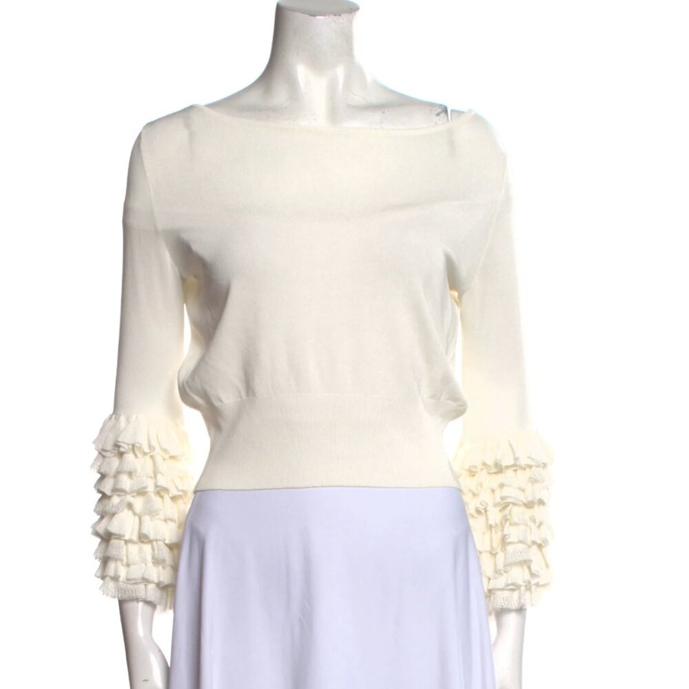 Ermanno Scervino Scoop Neck Long Sleeve Crop Top Size: S | US4, IT40